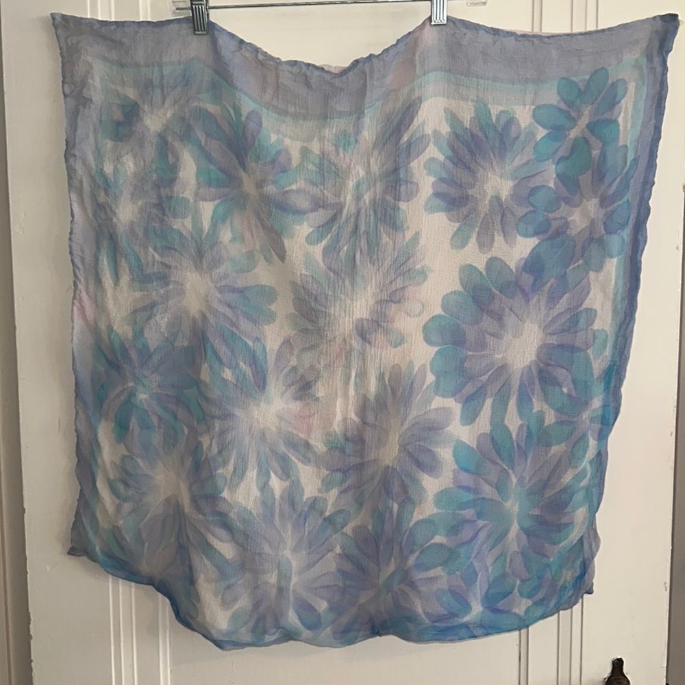 Vintage A. Sulka &‎ Company double layer silk pastel floral watercolor scarf